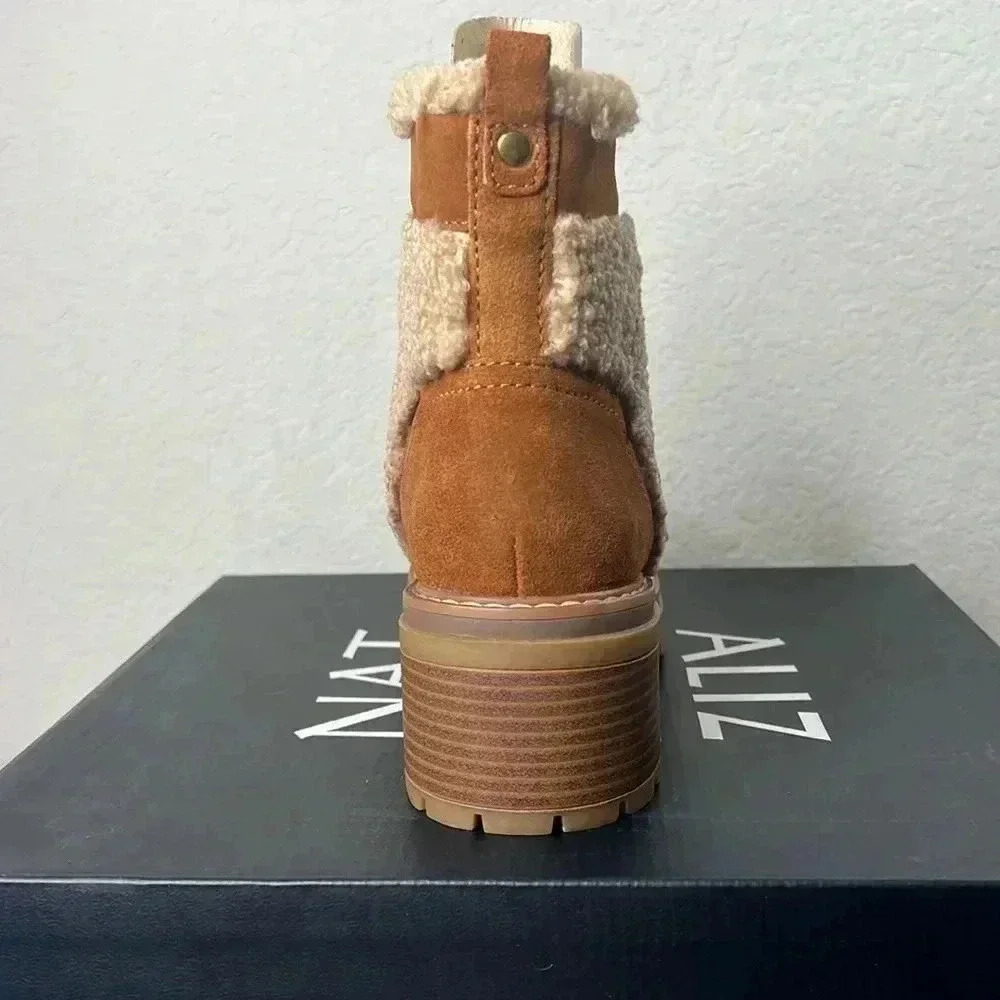 Women's Tan Shearling Ankle Boots - Picture 5 of 11